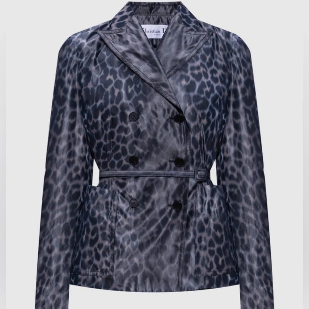 Christian Dior Women's Bar Silk Grey Leopard Blazer Size 2